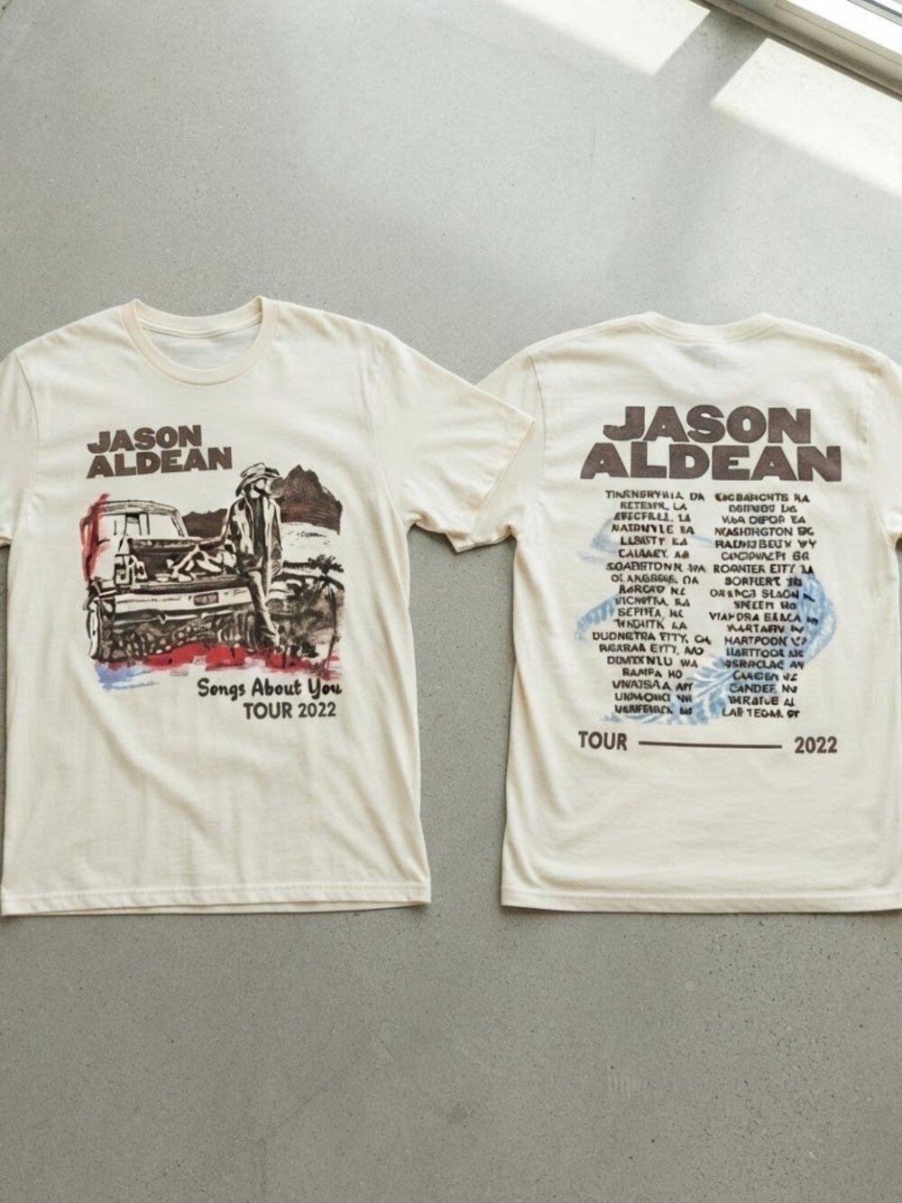 Jason Aldean Songs About Us Tour 2026 Cream T-Shirt S-4XL